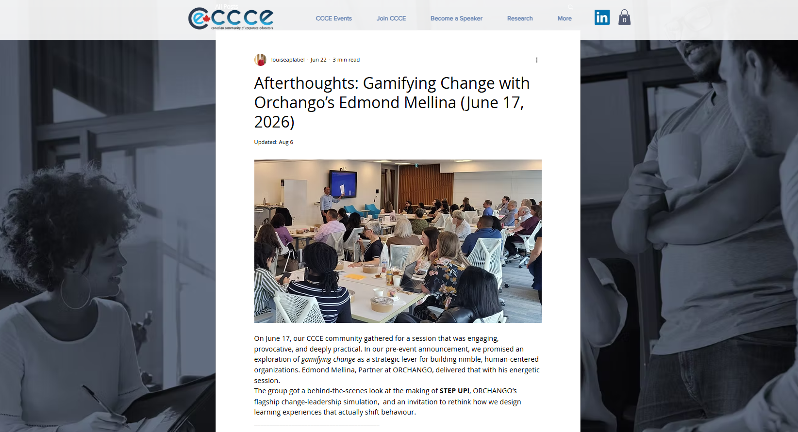 Block post by CCCE - the Canadian Community of Corporate Educators - following Edmond Mellina's speech in June 2026