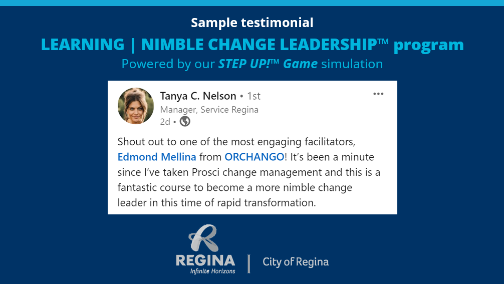 Sample testimonials about ORCHANGO’s learning program & services