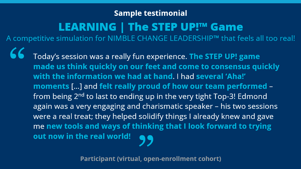 Sample testimonials about ORCHANGO’s learning program & services