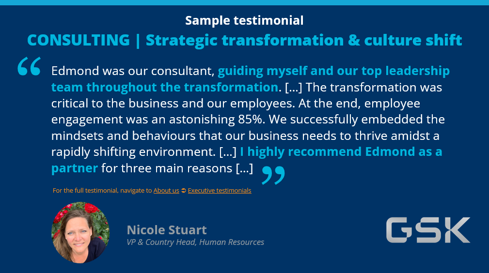 Sample testimonials about ORCHANGO’s consulting / advisory services
