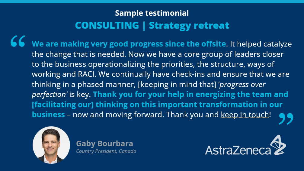 Sample testimonials about ORCHANGO’s consulting / advisory services