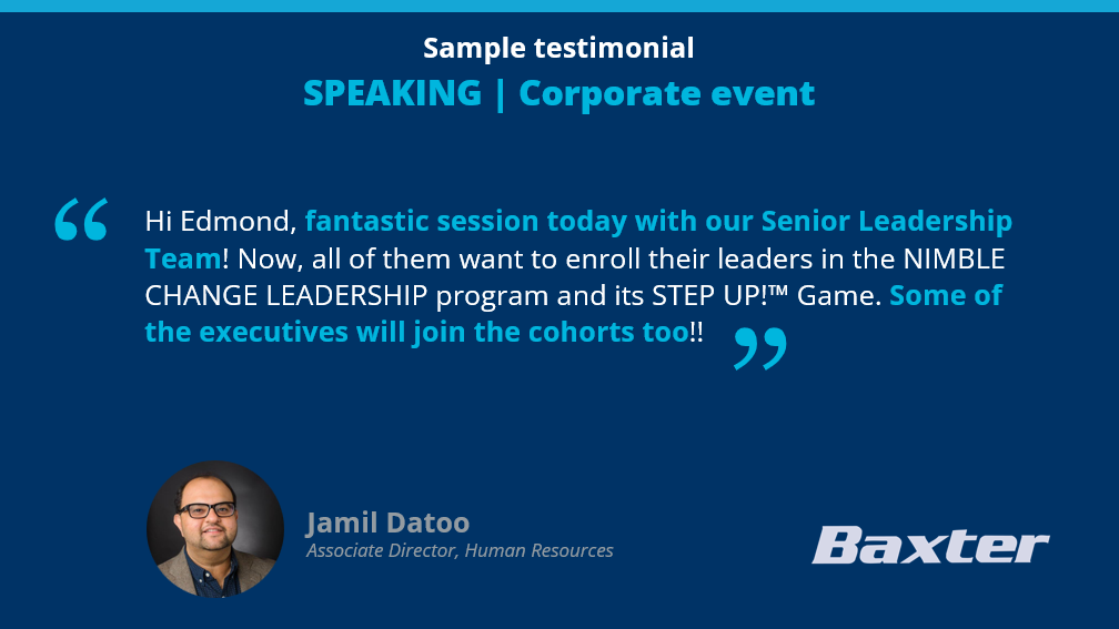 Sample testimonials about ORCHANGO’s speaking services